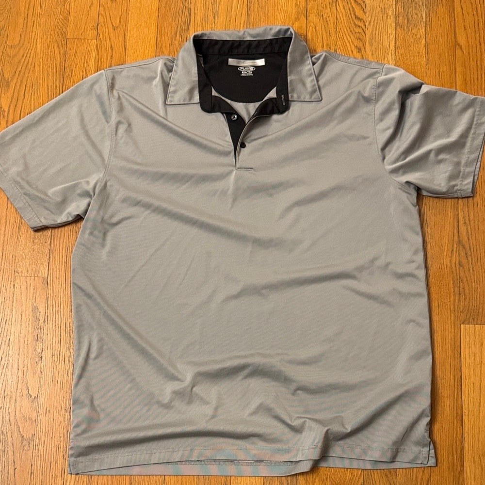Greg Norman Collection Light Gray Polo with Black Contrast Collar
